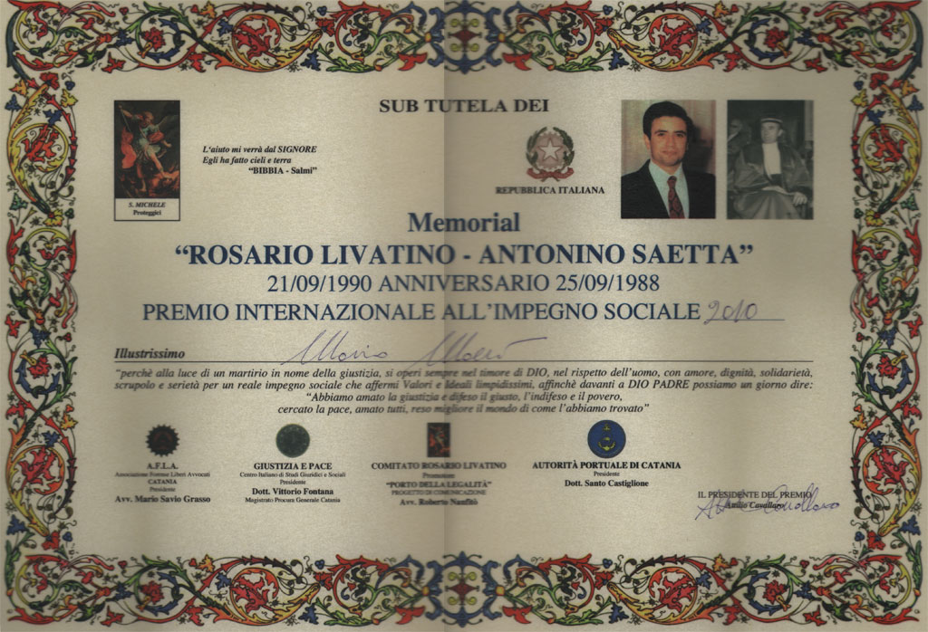 Premio Livatino-Saetta 2010